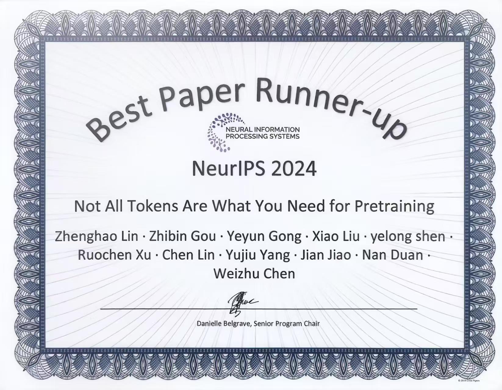 NeurIPS Best Paper Runner-up
